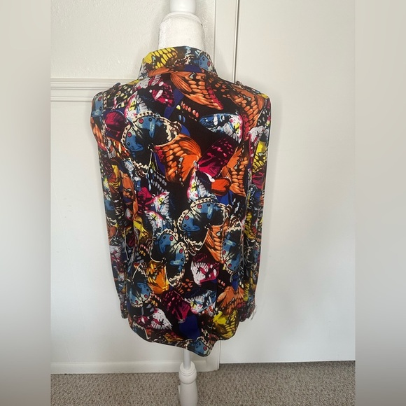 BCBGMaxAzria Butterflies button down shirt size PXL new with tag - Picture 4 of 10